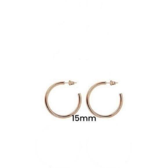 Rose Gold Plated Hoop Earrings 15mm - Picture 1 of 5